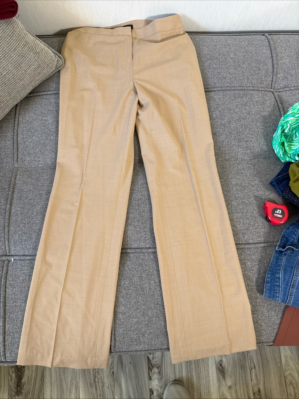 LAFAYETTE 148 New York 2 Tan Menswear Virgin Wool Trousers Women's Office